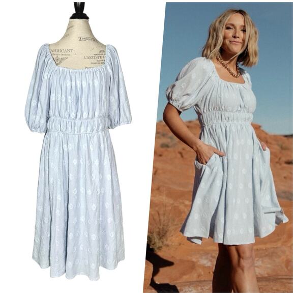 Baltic Born Dresses & Skirts - Baltic Born | Women | Lexington Blue Floral Crepe Babydoll Short Dress | 2XL